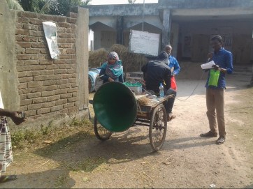 community_s initiative of announcing by the loud speaker for storing freshwater and controlling livestock